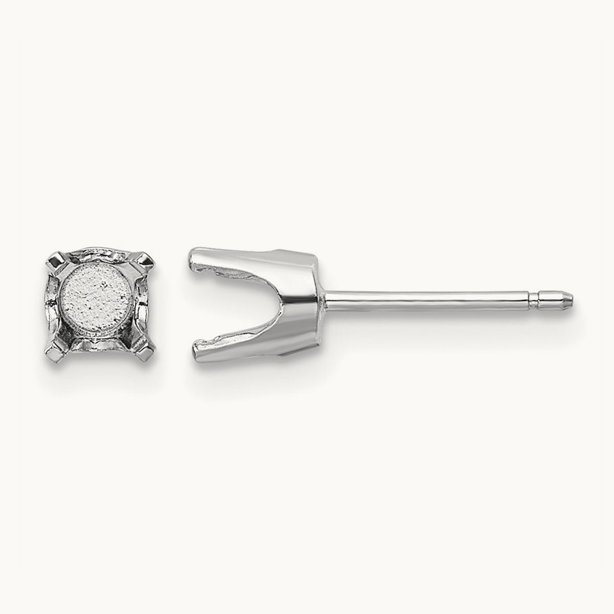 Setting: Round Stud Earring Mounting with backs — 14K White Gold