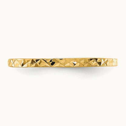 Diamond-cut Zig-Zag Design Band Childs Ring, 14K