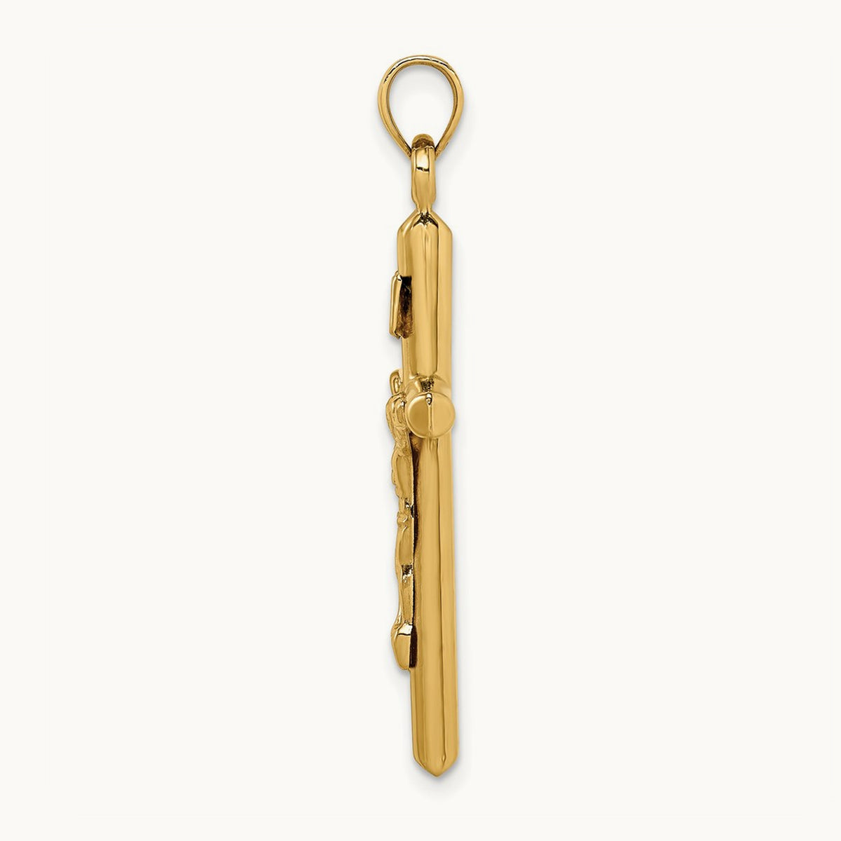 Hollow Crucifix Pendant — 14K Yellow Gold