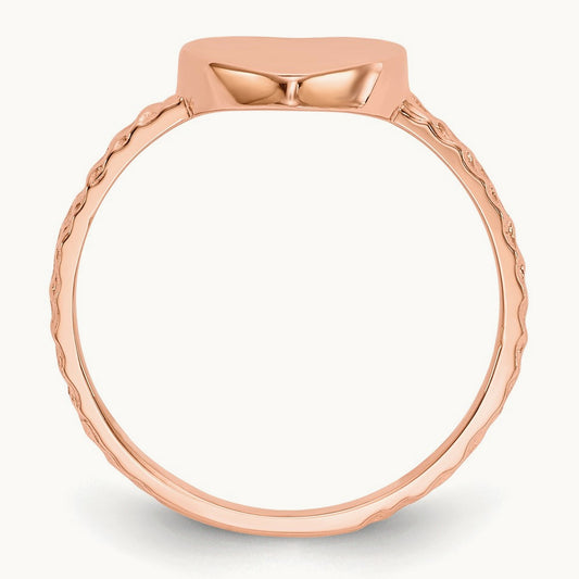 Polished Textured Heart Ring, 14K Rose Gold