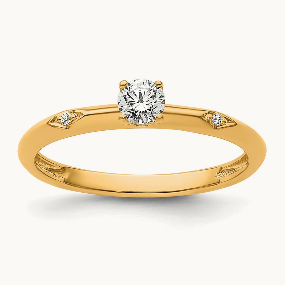 Polished Complete Diamond Promise Ring — 14K Yellow Gold