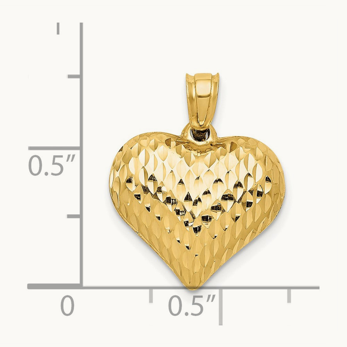 Polished and Textured 3-D Heart Pendant — 20mm