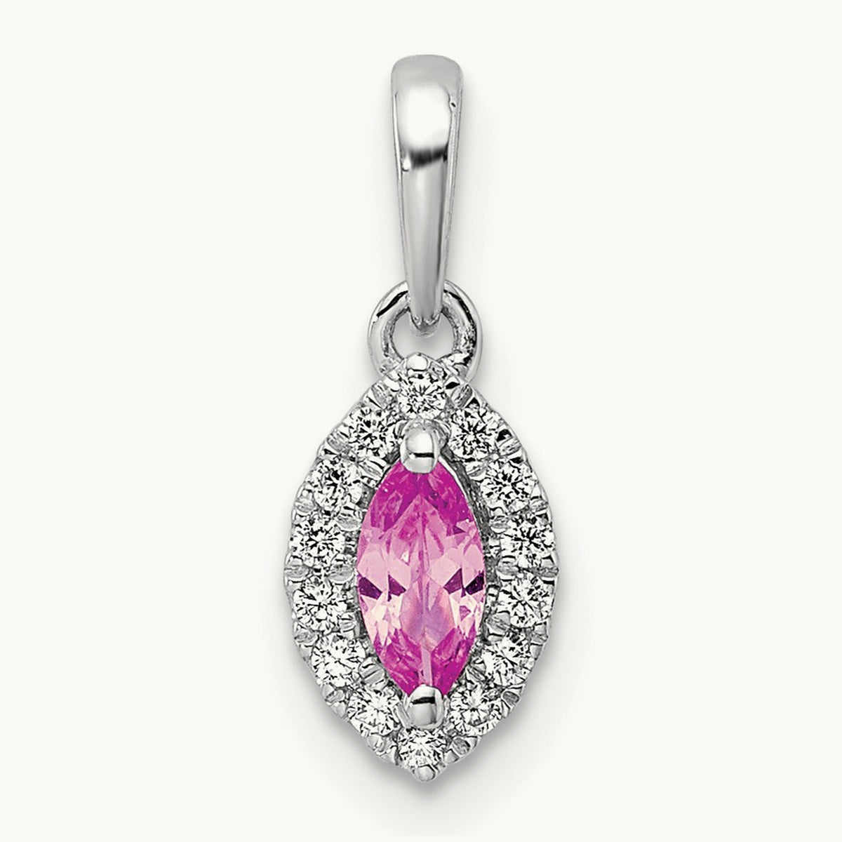 Created Sapphire Oct Birthstone Pendant, 0.10 ct tw Lab-Grown Diamond