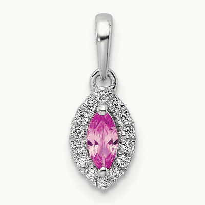 Created Sapphire Oct Birthstone Pendant, 0.10 ct tw Lab-Grown Diamond