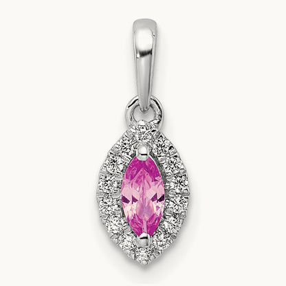 Created Sapphire Oct Birthstone Pendant, 0.10 ct tw Lab-Grown Diamond