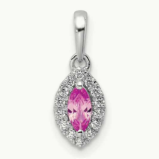 Created Sapphire Oct Birthstone Pendant, 0.10 ct tw Lab-Grown Diamond