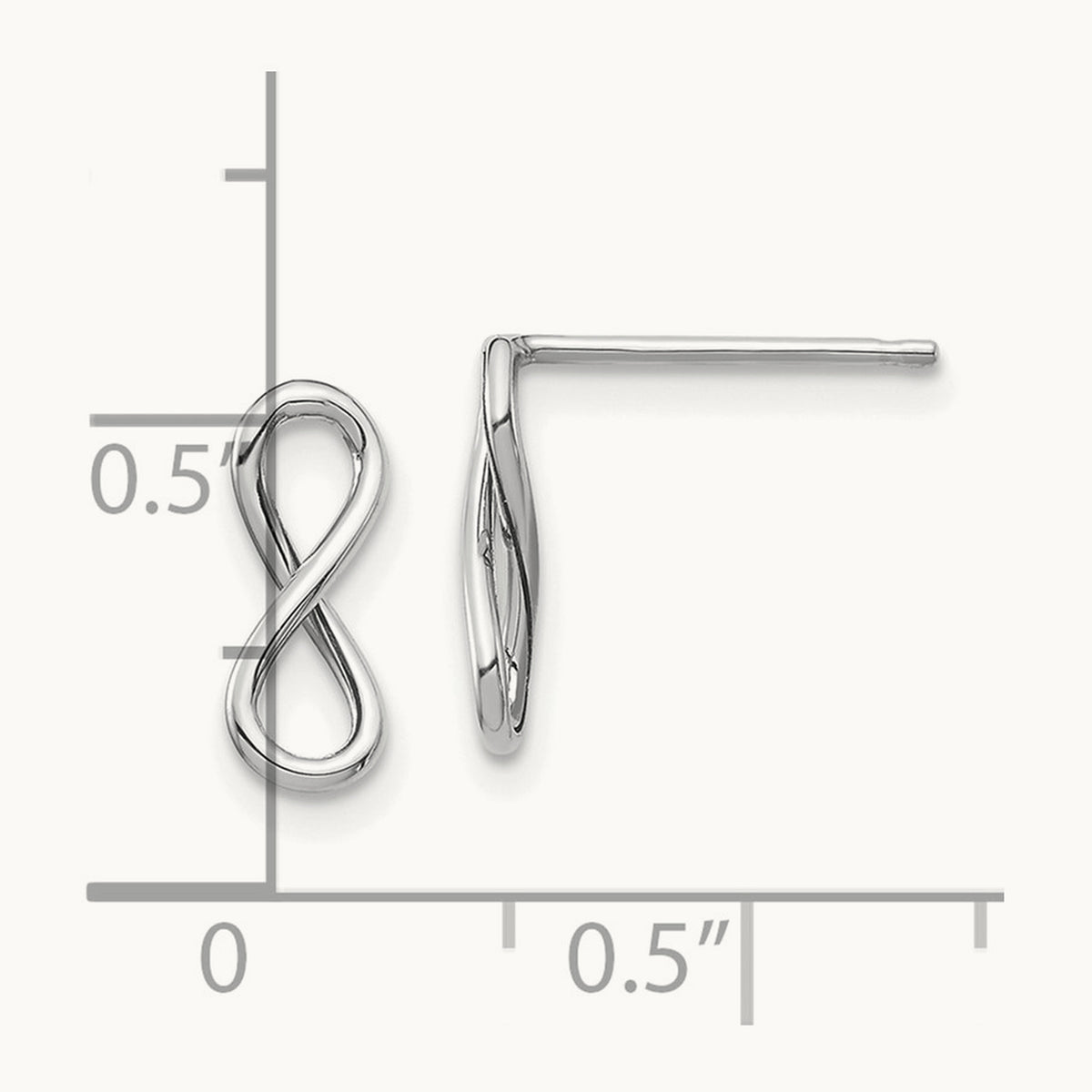 Polished Infinity Post Earrings — 14K White Gold