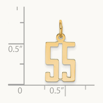 Small Elongated Number 55 Charm, 14K