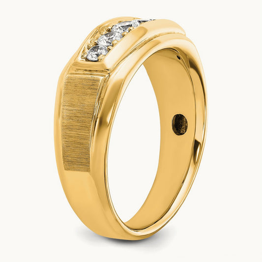 With White RH 5 Stone Men's Ring, 0.50 ct tw Lab-Grown Diamond