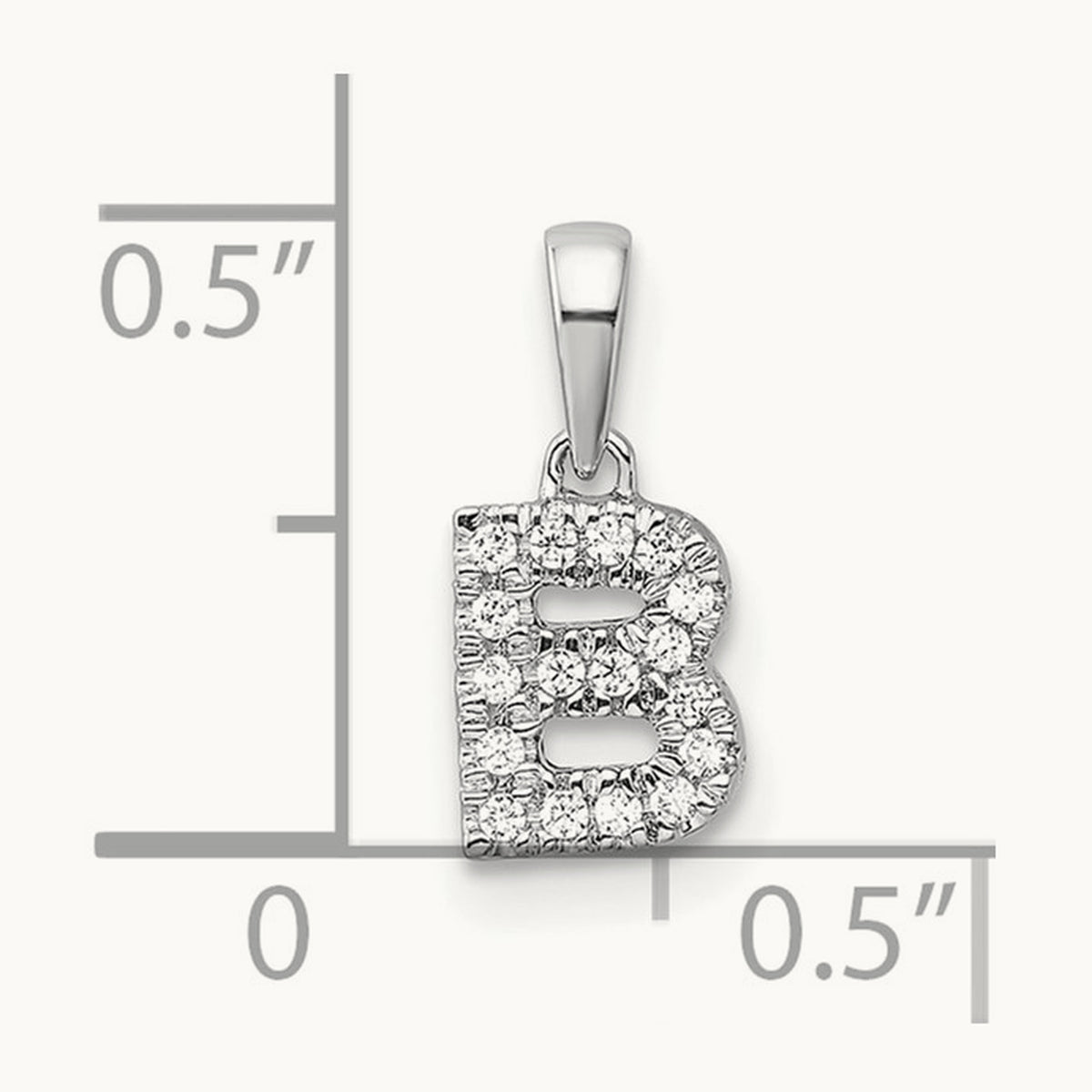 Diamond Initial with Bail Pendant — 14K White Gold, B