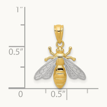 w/Rhodium Bee Pendant, 14K