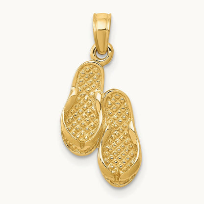 3D Flip Flops Pendant — 14K Yellow Gold