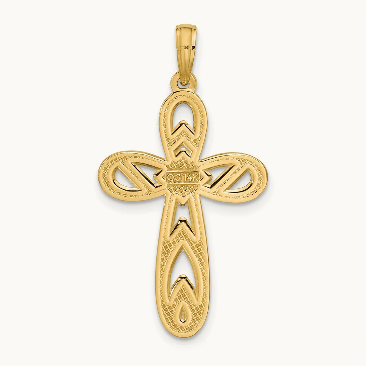 Polished Rounded Cross Pendant — 14K Yellow Gold