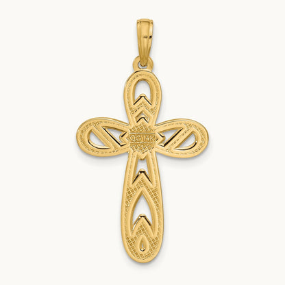 Polished Rounded Cross Pendant — 14K Yellow Gold
