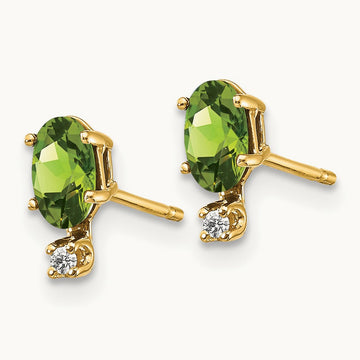 Diamond & Peridot Birthstone Earrings, 14K
