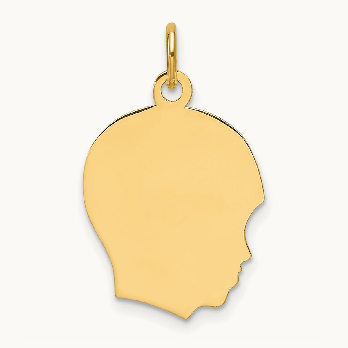 Plain Medium .011 Gauge Facing Right Engravable Boy Head Charm — 23.3mm