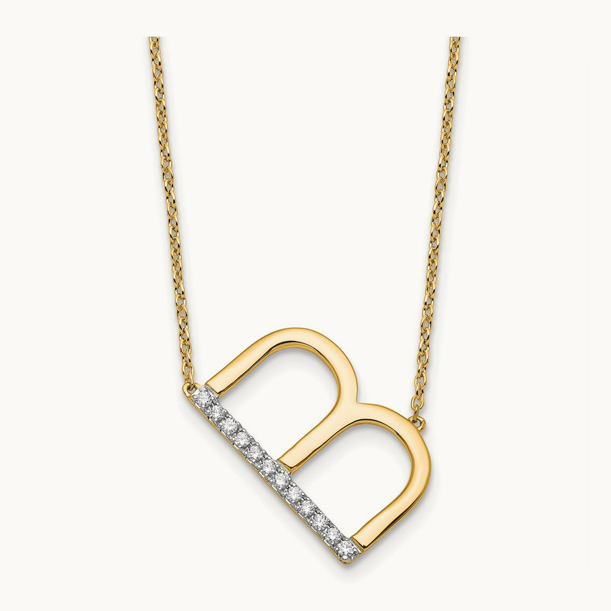 Sideways Diamond Necklace — 14K Yellow Gold, B