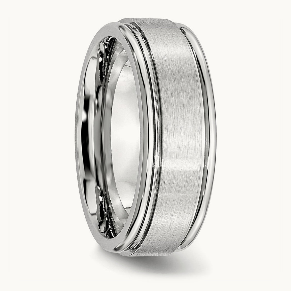 Cobalt Satin and Polished Ridged Edge Band — 8mm