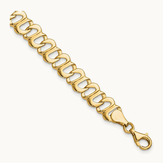 Polished Fancy Link Bracelet, 14K