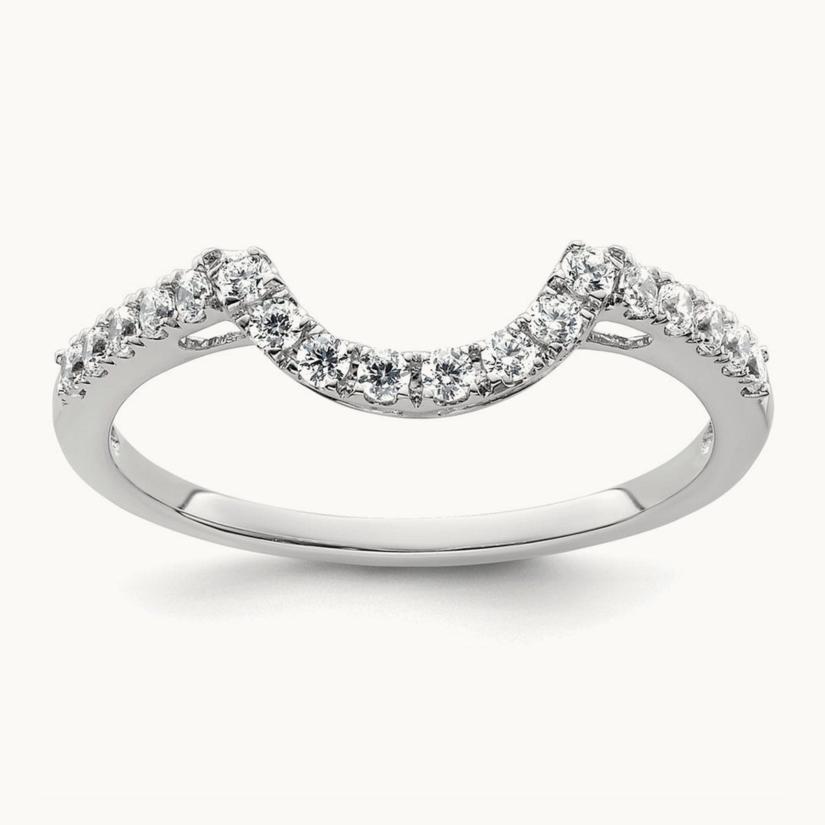 Diamond Contour Wedding Band, 14K White Gold