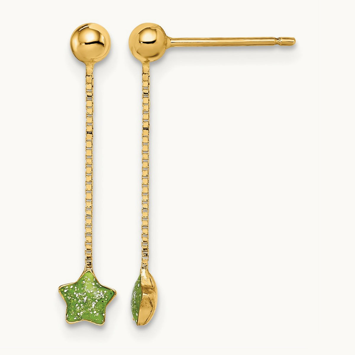Madi K Enameled Star Chain Dangle Post Earrings, 14K