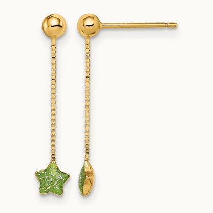 Madi K Enameled Star Chain Dangle Post Earrings, 14K