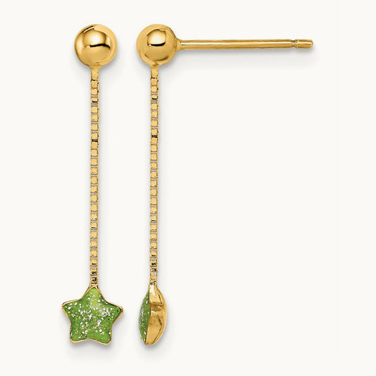 Madi K Enameled Star Chain Dangle Post Earrings, 14K