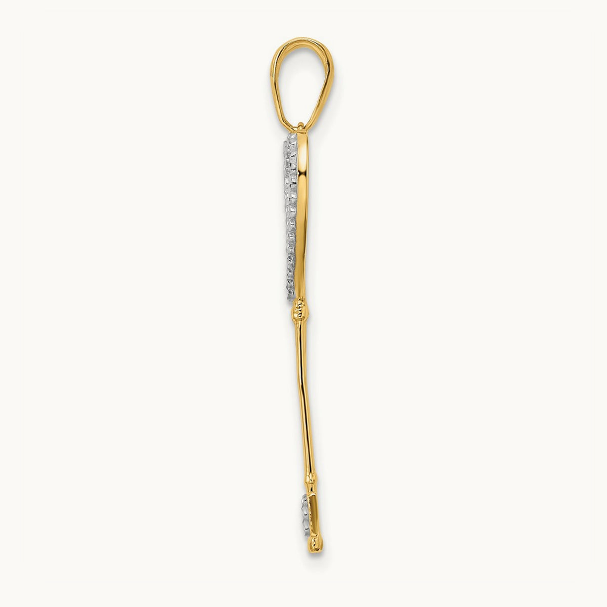 w/White and Rose Rhodium Diamond-cut Hearts Key Pendant, 14K