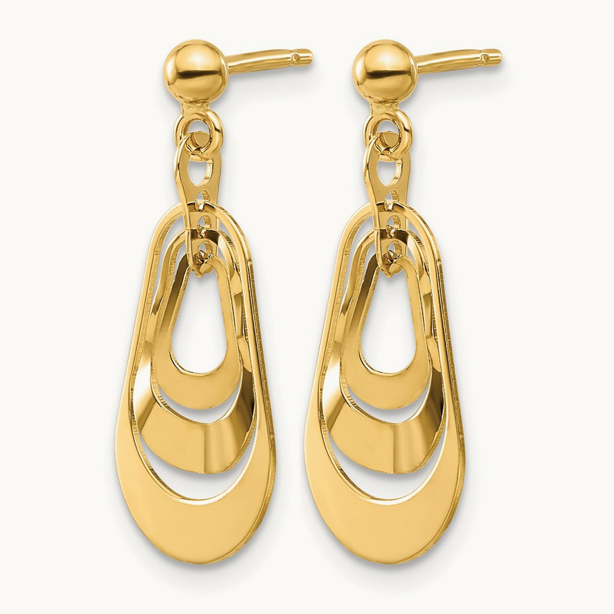 Polished Post Dangle Earrings, 14K — Leslie's