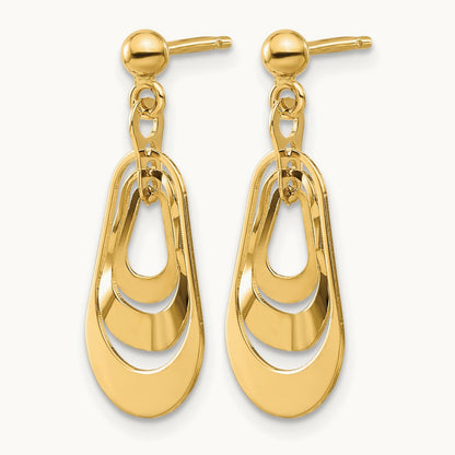 Polished Post Dangle Earrings, 14K — Leslie's
