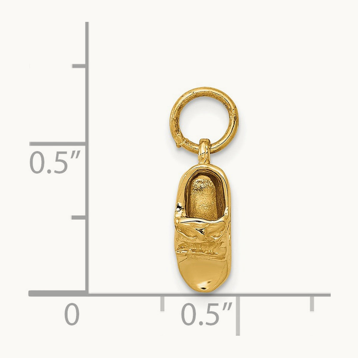 3D Single Baby Shoe Charm, 14K