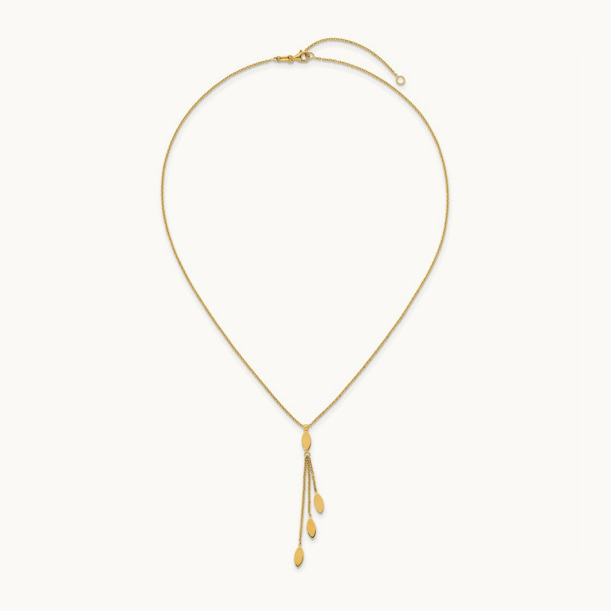 Polished Oval Dangle W/2in Ext Necklace, 14K