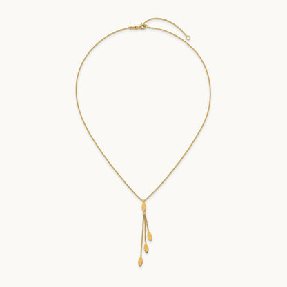 Polished Oval Dangle W/2in Ext Necklace, 14K