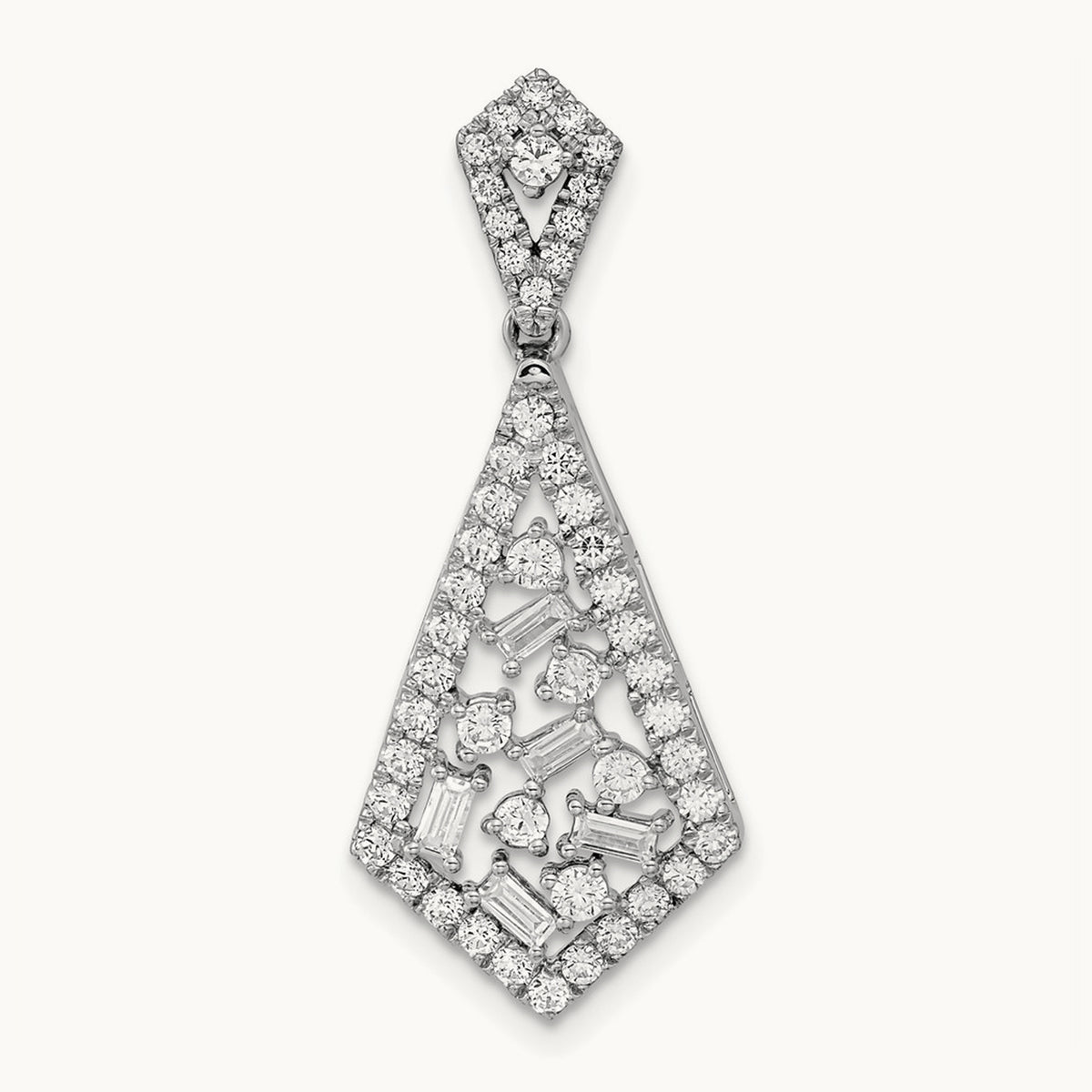 Polished Fancy Dangle Diamond Chain Slide, 14K White Gold