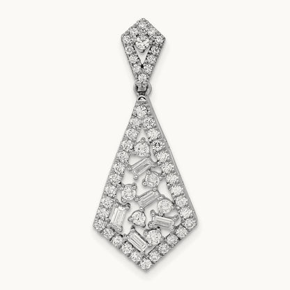 Polished Fancy Dangle Diamond Chain Slide, 14K White Gold