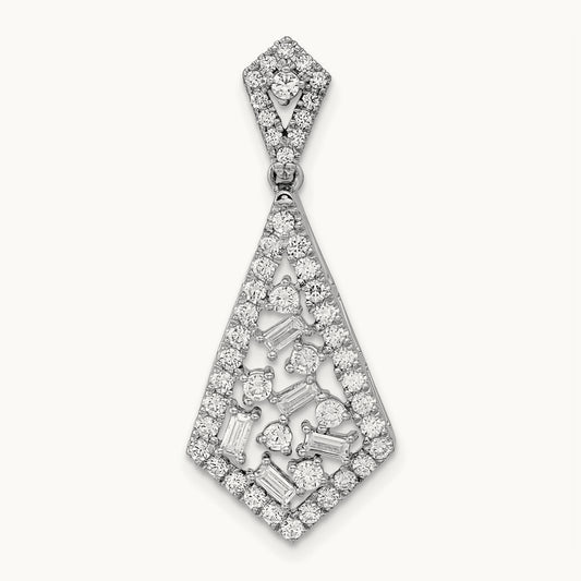 Polished Fancy Dangle Diamond Chain Slide, 14K White Gold