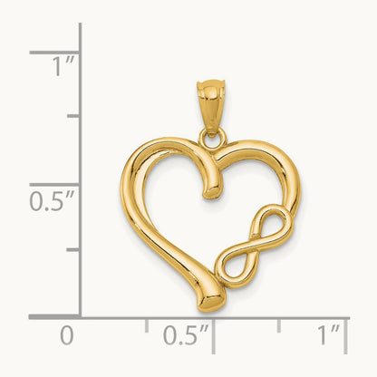 Polished Infinity Symbol Heart Pendant, 14K