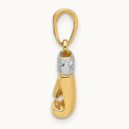 D/C Boxing Glove Pendant, 14K with White Rhodium