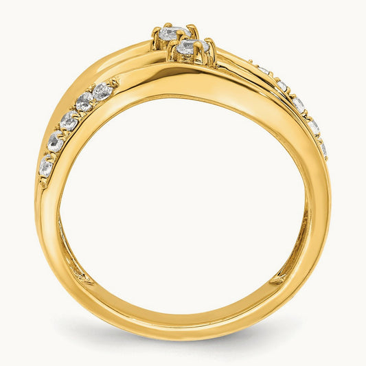Multi-Row Wave Fashion Ring — 14K Yellow Gold, 7