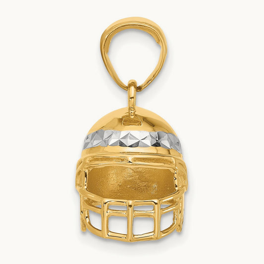 D/C 3D Football Helmet Pendant, 14K with White Rhodium