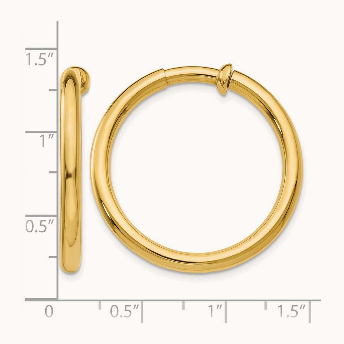 Non-Pierced Hoop Earrings, 14K
