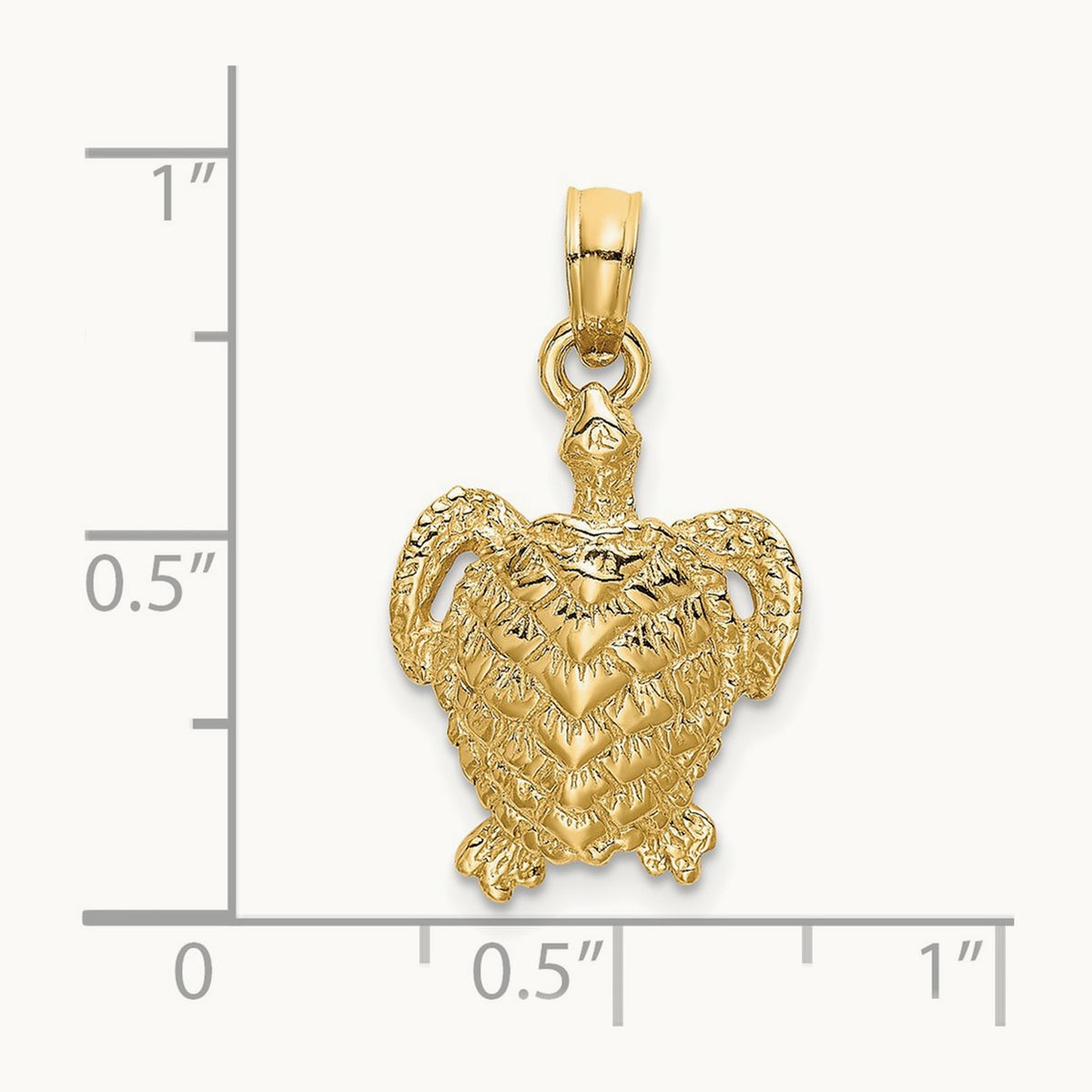 Textured Sea Turtle Charm — 14K Yellow Gold