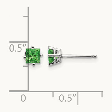 Tsavorite Post Earrings, 14K White Gold
