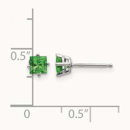 Tsavorite Post Earrings, 14K White Gold