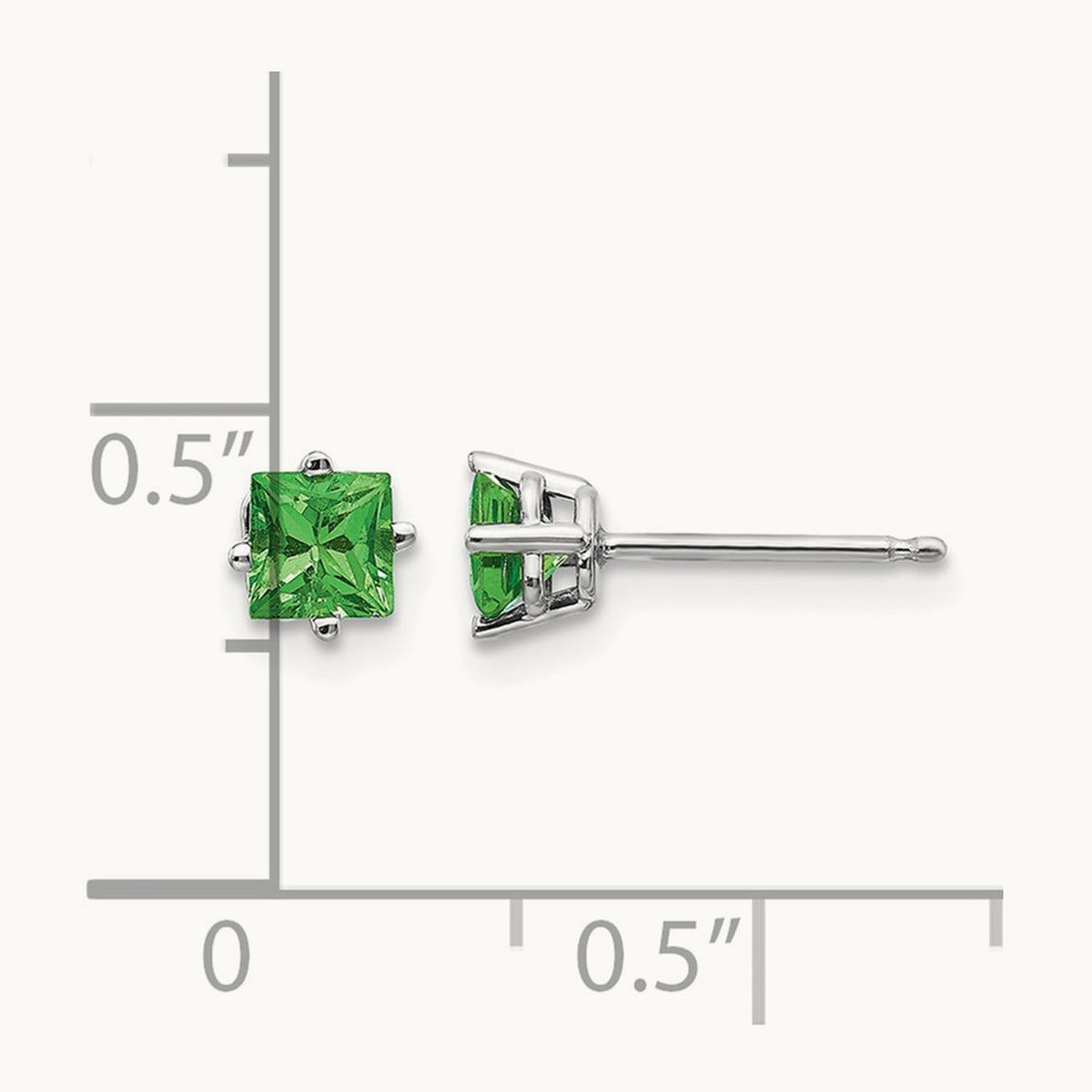 Tsavorite Post Earrings, 14K White Gold
