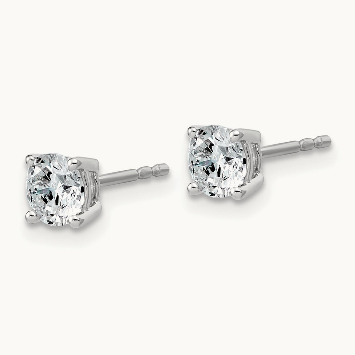 Round Lightweight Earrings, 0.25-6.00 ct tw Lab-Grown Diamond — 1 ct, 10K White Gold