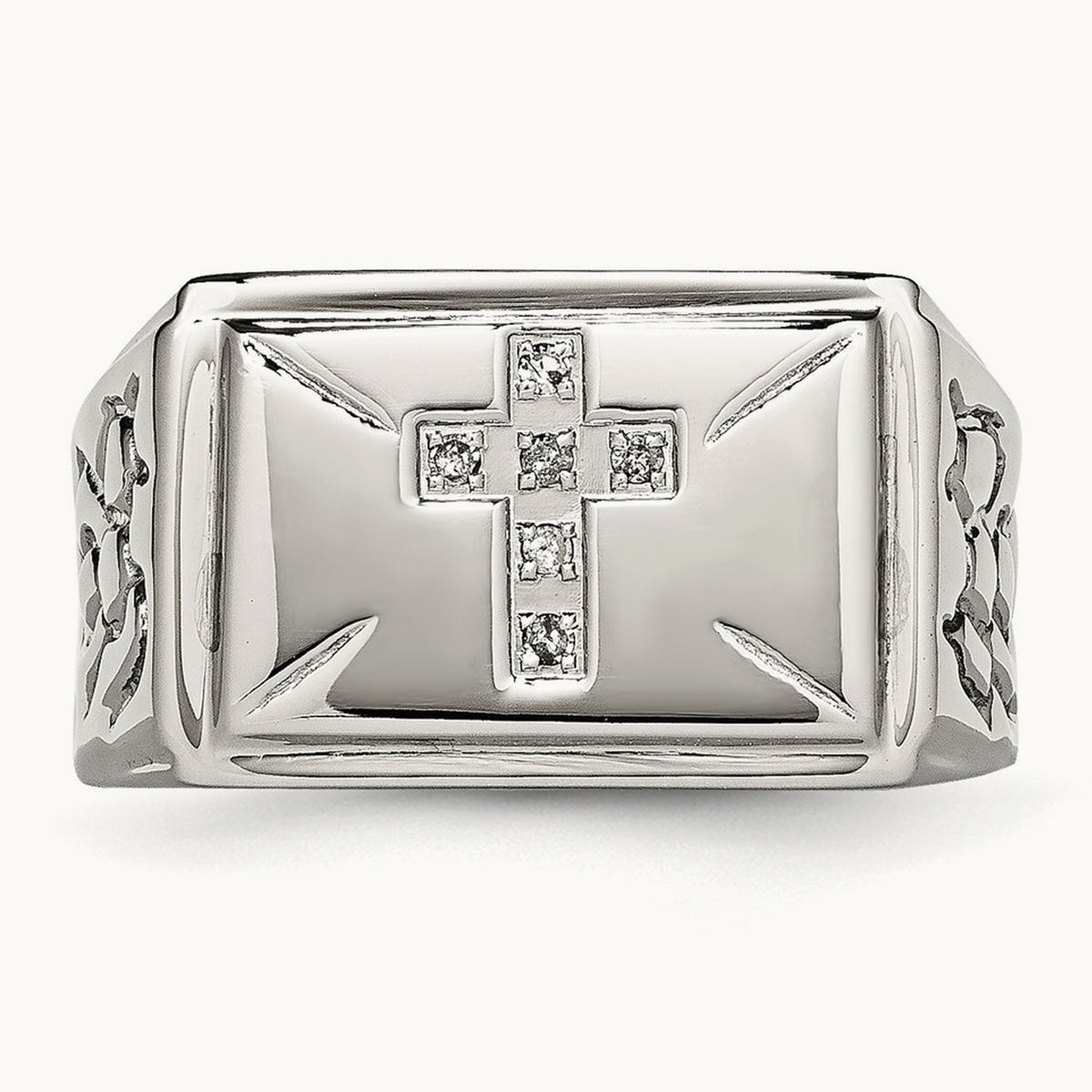Polished/Textured Diamond Cross Band — 10