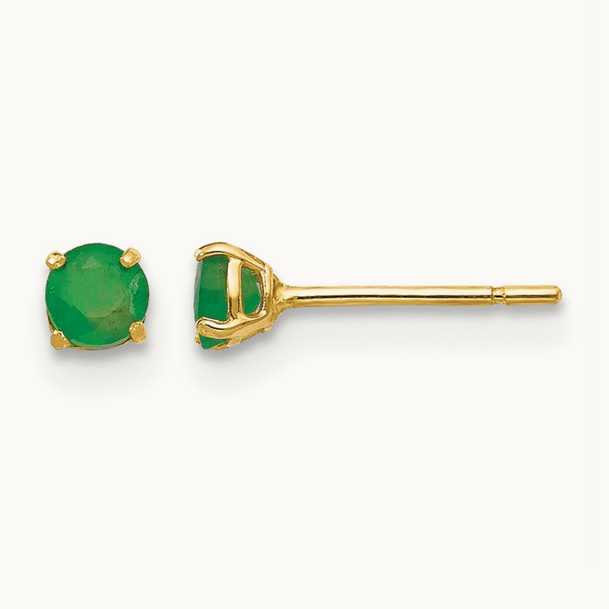 Madi K Round Emerald Post Earrings, 3mm, 14K