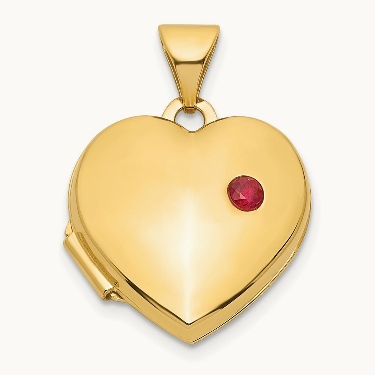 Ruby Heart Locket, 15mm, 14K