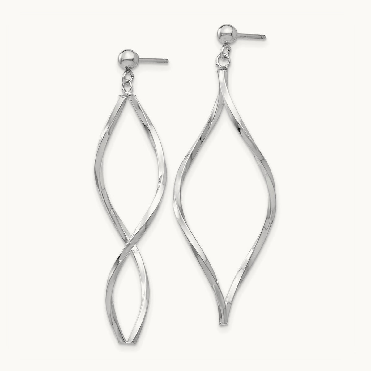 Twisted Post Dangle Earrings — 14K White Gold
